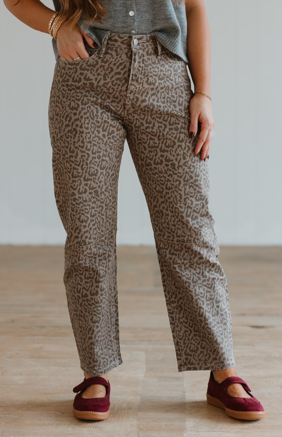 Ash Leopard Barrel Pant