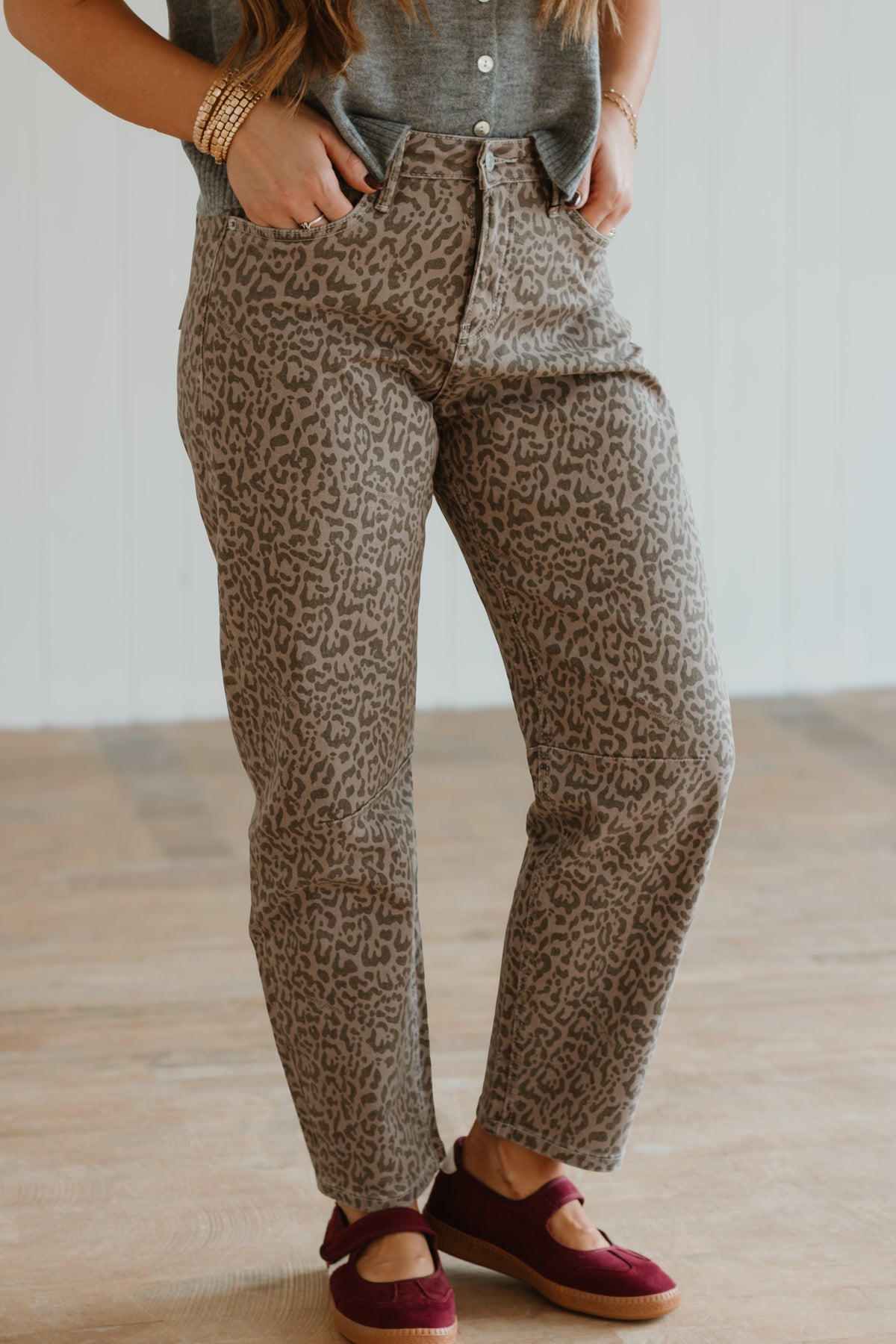 Ash Leopard Barrel Pant