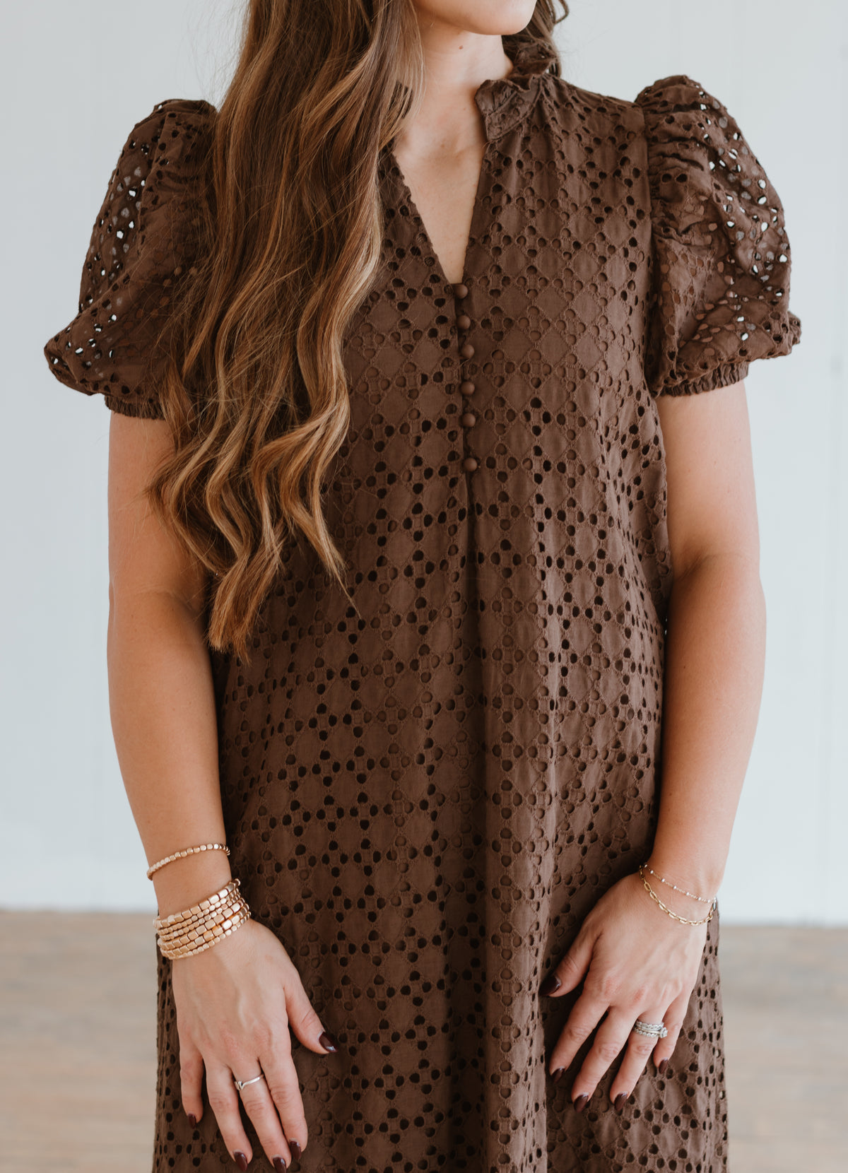 The Gracie Brown Eyelet Dress