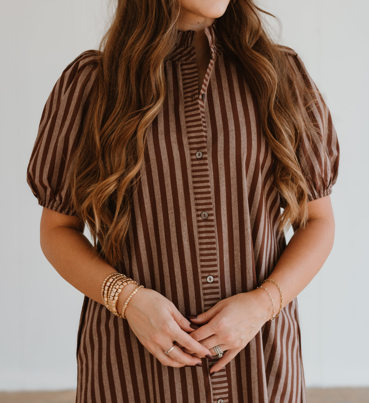 Toffee Brown | Striped Dress