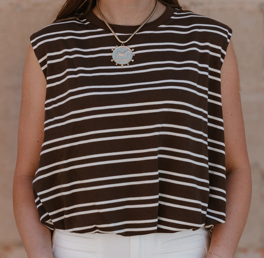 The Merritt Sleeveless Stripe | Bubble Hem Top